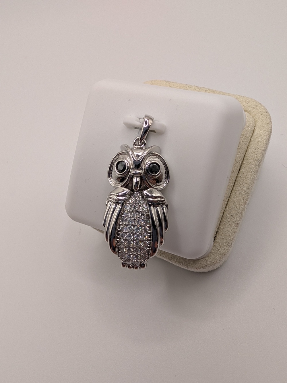 925 Sterling Silver Moissanite Owl Pendant 2.00 CTW Statement Jewelry